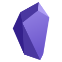 The Obsidian icon looks like a crystalline obelisk which is faceted and purple.