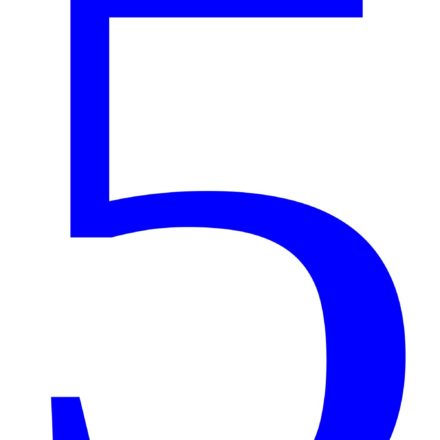 A blue numeral 5 on a white background