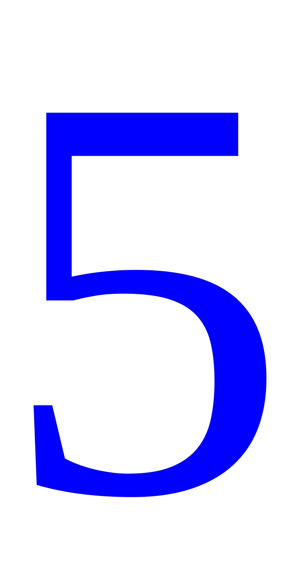 A blue numeral 5 on a white background